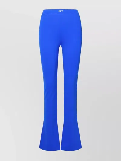 Off-white Logo-waistband Flared Leggings In Blue