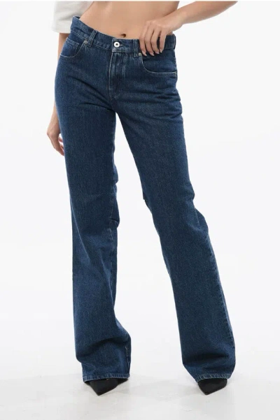 Off-white High Waisted Mid Washed Straight-fit Jeans In Blue