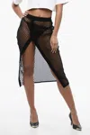 Off-white Logo-tape Mesh Skirt In Black