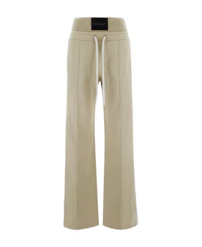 Off-white High-waisted Side-stripe Track Pants In Nude