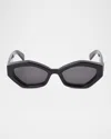 Off-white Hilo Arrow Cat-eye Sunglasses In 1007 Black Dark Grey
