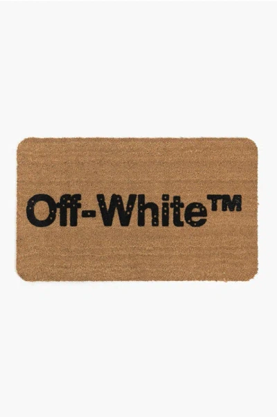 Off-white Home Coconut Fiber Doormat With Lettering Logo In Brown