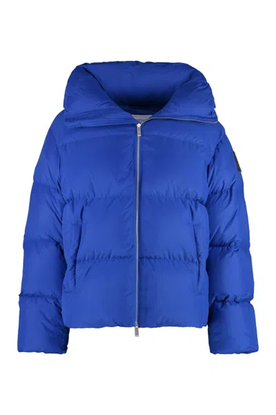 Off-white Hooded Full-zip Down Jacket In Blue