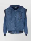 Off-white Hooded Sweater With Drawstring And Pockets In Blue