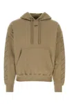 Off-white Oversized Sweatshirt With Arrow Embroidery And Hood In Brown