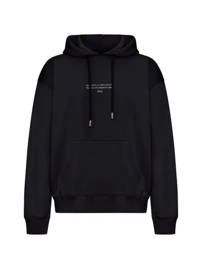 Off-white Statement Cotton Hooded Logo Sweatshirt In Black