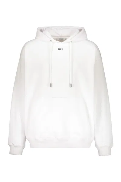 Off-white Hooded Sweatshirt In Comfortable And Versatile White.
