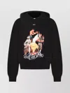 Off-white Hooded Sweatshirt With Graphic Print And Ribbed Cuffs In Black