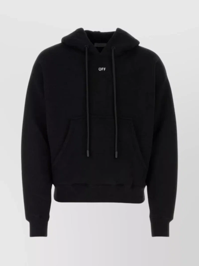 Off-white Hooded Sweatshirt With Pouch Pocket In Black