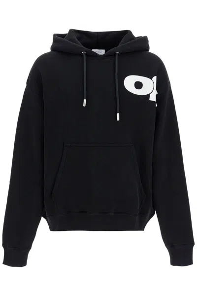 Off-white Relaxed Fit Black Hoodie With Bold Graphic Accents