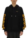 Off-white Off White Men Tape Arrow Hooded Sweatshirt In Black