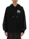 Off-white Oversized Black Hoodie With Graphic Back Design In Black