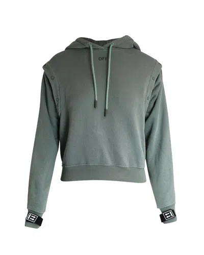 Off-white Hoodie Detachable-sleeves Hooded Sweater In Khaki Cotton In Green