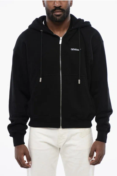 Off-white Hoodie Tattoo Arrow Zip Skate With 2 Pockets And Zip Closure In Black