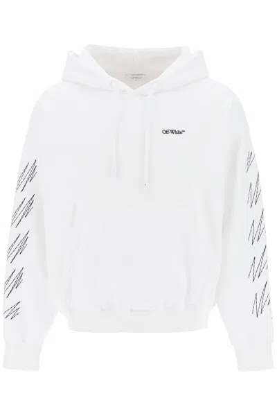 OFF-WHITE HOODIE WITH CONTRASTING TOPSTITCHING