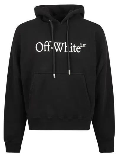 Off-white Hoodie With Drawstring And Prominent Logo In Black