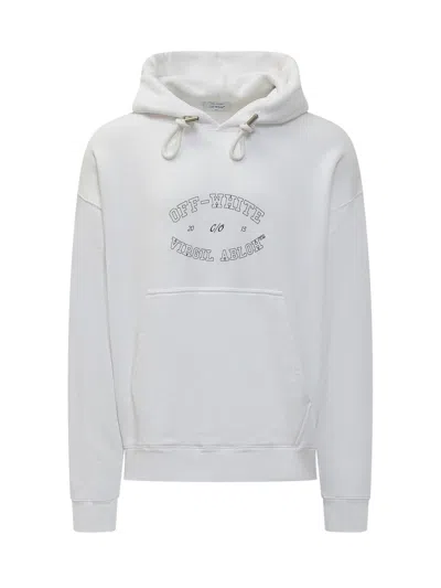 Off-white Logo-print Cotton Hoodie In Bianco