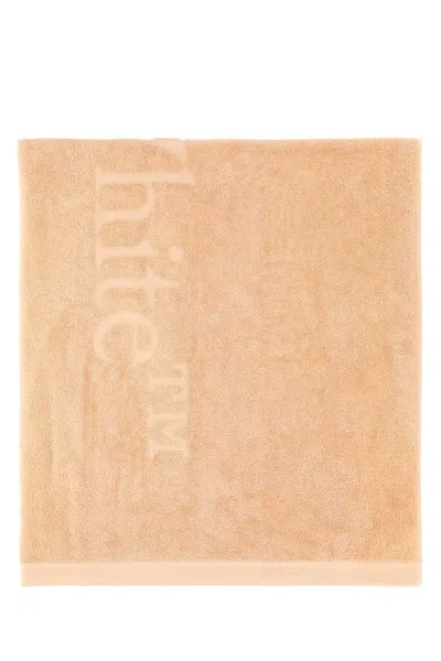 Off-white Bookish Cotton Shower Towel In Pink