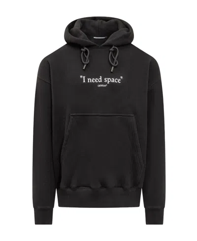 Off-white I Need Space Cotton Hoodie In Black