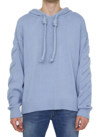 Off-white Ice 3d Diag Cotton Sweatshirt In Light Blue