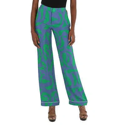 Pre-owned Off-white Illusion Pajama-style Trousers In Blue/green In Multicolor
