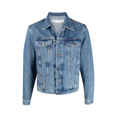 Pre-owned Off-white Indust Slim Denim Jacket 'medium Blue' | Men's Size Xxl