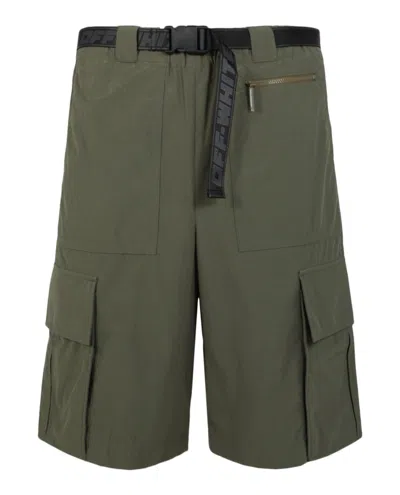 Off-white Industrial Belt Cargo Shorts In Green