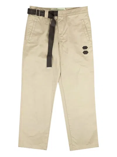 Off-white Industrial Belt Tapered Jeans In Neutral