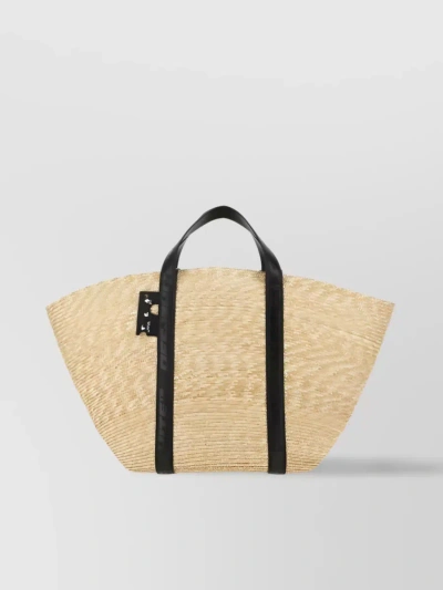 Off-white Delicate Industrial-strap Woven Beach Bag In Cream