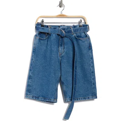 Off-white Industrial Slim Belted Denim Shorts In Blue