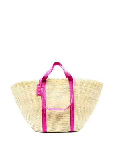 Off-white Industrial-strap Straw Tote Bag In Nude