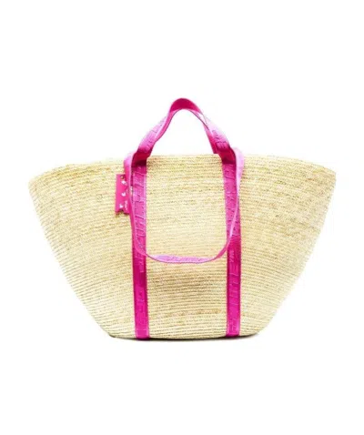 Off-white Industrial-strap Straw Tote Bag In Nude