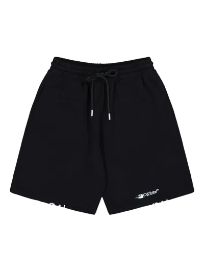 Off-white Ink Arrow Printed Track Shorts In Black