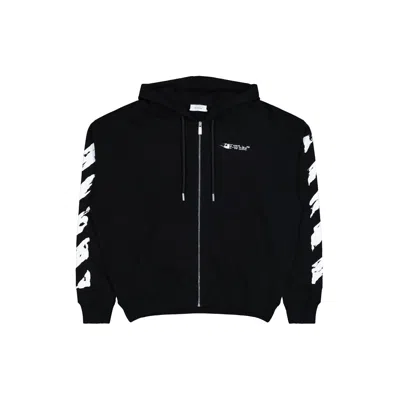 Off-white Ink Arrow Skate Zip Hoodie In Black