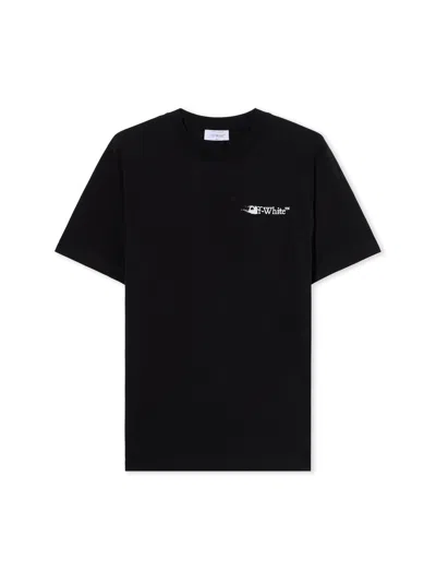 Off-white Back Print Slim Fit Cotton T-shirt In Black
