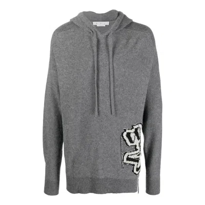 Off-white Intarsia Knit Hoodie In Gray