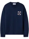 Off-white Intarsia-knit Logo Jumper In Blue