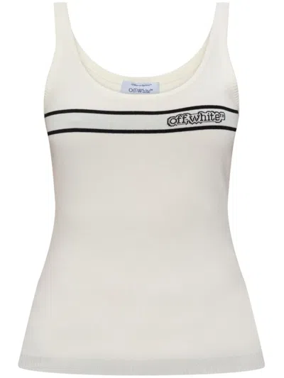 Off-white Intarsia-knit Logo Tank Top In White
