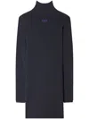Off-white Intarsia-knit Minidress In Blue