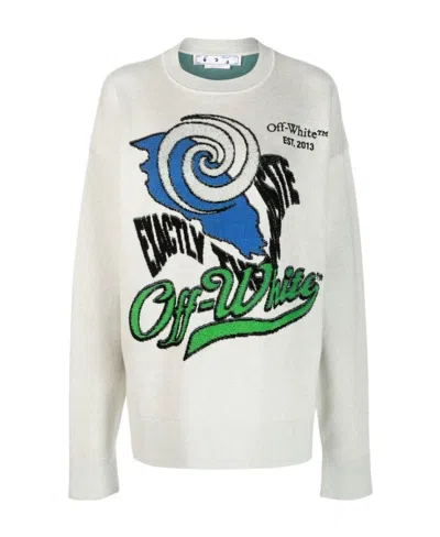 Off-white Intarsia-logo Jumper In White
