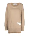 Off-white Intarsia-logo Ribbed Jumper In Nude