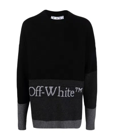 Off-white Intarsia-logo Wool Jumper In Black