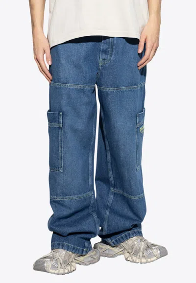 Off-white Irregular Straight-leg Cargo Jeans In Blau