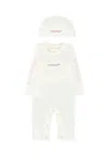 Off-white Ivory Babygrow Set For Baby Girl With Logo In White