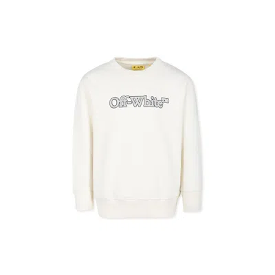 Off-white Kids' Ivory Sweatshirt For Girl With Logo In White