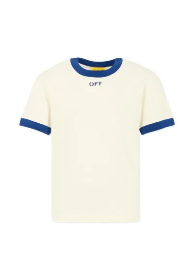 Off-white Kids' Ivory T-shirt For Girl With Logo In White