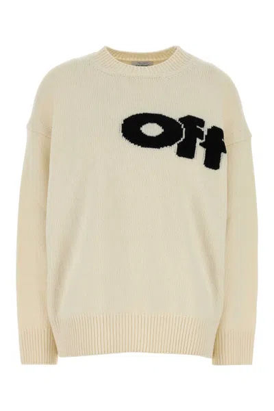 Off-white Ivory Wool Blend Oversize Sweater In Whitebl