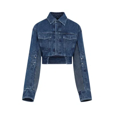 Off-white Cropped Motorcycle Jacket In Blue