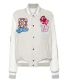 Off-white Wo Characters Varsity Bomber Jacket In Grey