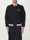 Off-white College Satin Souvenir Bomber Jacket In Black